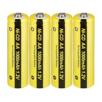 4pcs PKCELL 1000mAh 1,2 V AA Recarregável de NiCd Industrail Baterias Botão Superior