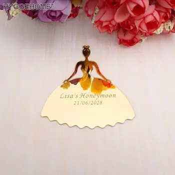 Casamento personalizado 30pcs 10cm do Espelho Noiva Tags Cartão Personalizado Amantes Nome Data de Noiva Favores Convidado Presentes de Decoração para uma Festa de Suprimentos