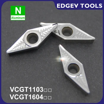 10Pcs VCGT110302 VCGT110304 VCGT160402 VCGT160404 de Torno CNC de Pastilhas de metal duro Ferramentas de Torneamento Externo De Alumínio, de Cobre AK H01