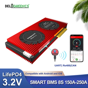Alta corrente Inteligente BMS 8S 24V 150A 200A 250A Bluetooth App rs485 pelo PC para 3.2 classificação V Lifepo4 BMS com NTC