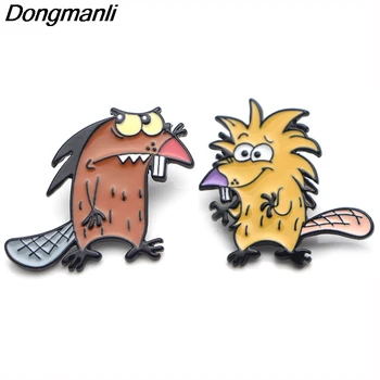 DZ325 Bonito Beaver Figuras de Anime Metal Esmalte Pinos Insígnia Broche de Mochila de Colar da Bolsa Lapela Jóias