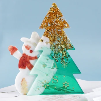 DIY Artesanato de Jóias Pingente de Cristal de Resina Epóxi Molde de Santa Decorações para Árvores de Natal Listados Fundição com Moldes de Silicone