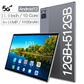 Versão Global Android 12 PC da Tabuleta de 11 Polegadas HD de 12 gb 512 GB de 8800mAh alto-Falantes Estéreo Tablet 5G Dual SIM Wifi Gps do Tablet