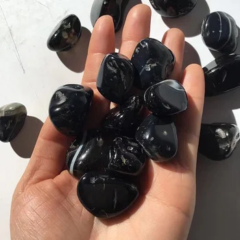 Pedra preciosa Natural preta ônix, ágata de secar os cristais de cura pedras para a decoração home