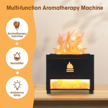 Simulação Closet Chama de Aromaterapia Pedra de Sal Humidificador do Ar USB Difusor de óleos Essenciais para a Sala de Casa Fragrância de Aroma Diffusor