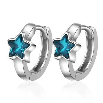 Requintado Cristal Azul de Estrelas Gancho da Orelha Brincos Para Mulheres de Tendência Criativa Festa de Presentes de Jóias SAE405