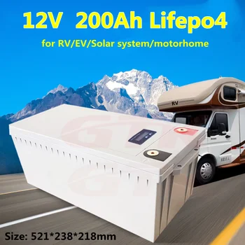 GTK alta qualidade 12v 200ah Lifepo4 bateria com BMS de energia Solar da Bateria RV EV e de barco + 14.6 V 10A carregador