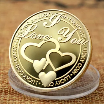 Amor, Sorte, artesanato em metal 999 moeda de Prata Banhado a ouro-chapeado selo comemorativo de socorro selo comemorativo coleção de presente de moeda d