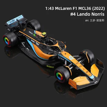 Bburago 1:43 2022 F1 McLaren MCL36 #3 Daniel Ricciardo #4 Lando Norris Fórmula de Uma Liga de Metal do Carro de Corrida do Modelo Diecasts Brinquedos