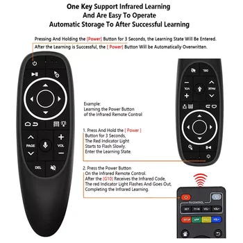 G10 Pro 2.4 G sem Fio de Ar Mouse Voz Gyro Controle Remoto Sensoriamento Jogo de Aprendizado IR para a CAIXA de TV Android Com Receptor USB