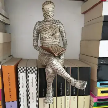 Artística tridimensional Resina Leitura Mulher Estatueta Pensador Estilo Abstrato Leitura Mulher Estátua Bookshelf Decoração