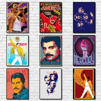 50 Desenhos de Freddie Mercury Whitepaper Cartaz Cantor de Rock HomeDecal Pintura Adesivo de Parede para a Casa de Café Bar