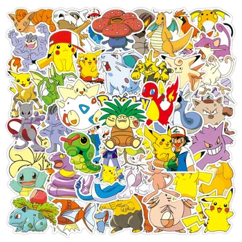 50pcs Pikachu dos desenhos animados Bonitos Adesivos de Mão Portátil de Telefone Celular para Crianças, Brinquedos Clássicos Decorativos Adesivos Impermeáveis