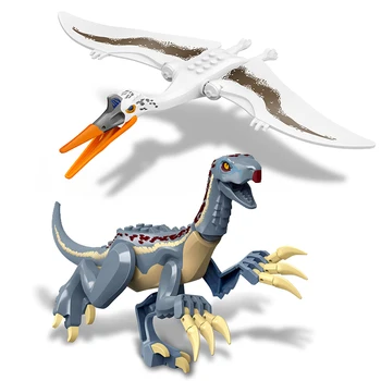 NOVO Jurassic Dino Mundo 3 Dinossauros Pterosauria Therizinosaurus DIY Blocos de Construção Tijolos Dinosaurios Parque Figuras Brinquedos Presentes