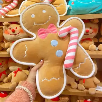 1pc 42/60cm de desenhos animados do Homem Gingerbread Brinquedos de Pelúcia Biscoito Homem de Pelúcia Macio Travesseiro Bonito kawaii Urso de Natal de Presente de Aniversário para Crianças de Bebê