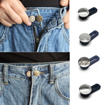 1/5PCS Magia Botão de Metal Extender para Calças Jeans Livre de Costura Ajustável Retrátil Cintura Extensores Botão Acessórios de Costura
