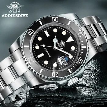 Addies de Mergulho do relógio de Quartzo da Marca de Luxo Homens Relógios Impermeável de Negócios 41mm Assistir C3 luminosa Preto de Aço Inoxidável relógio de mergulho