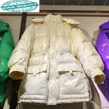 O inverno das Mulheres com Capuz Pato Casaco Feminino Puffer Jaqueta coreano Oversize Casaco Feminino Inverno KJ