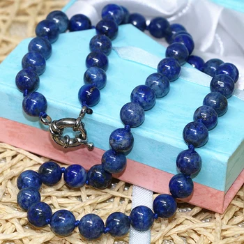 Moda de pedra natural azul lápis-lazúli esferas de 6mm 8mm 10mm 12mm 14mm contas redondas diy colar de presente elegante jóias 18inch B667