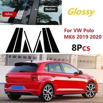 Novo Quente 8PCS Polido Pilar Postos de Ajuste Para o VW Polo MK6 2019 2020 Janela Guarnição Tampa do BC Coluna Info.