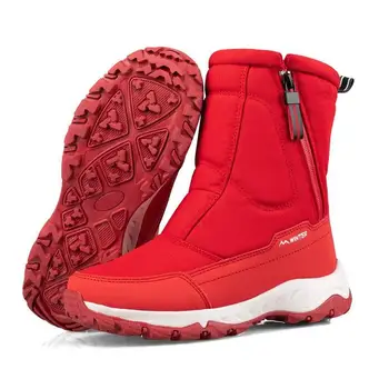 Mulheres Botas de Snowboots de Inverno Sapatos de Plataforma Par de Botas de Neve de Tornozelo Tela de Pelúcia Calor antiderrapante e Impermeável, Botas De Mulher