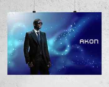 H410 De Seda Cartaz Decoração De Casa Akon, A Estrela Da Música 06 De Parede De Arte De Presente De Natal