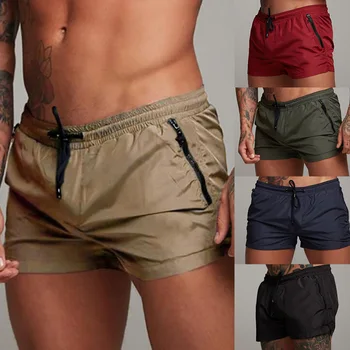 2022 verão de fitness nova que absorvem o suor dos homens de calças esportivas execução slim cor sólida bolso com zíper, cintura shorts masculinos