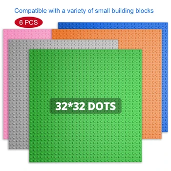 32 x 32 Pregos de Placas de Base de 6PCS Conjunto de Figuras Tijolos da Base de dados de Placas Cidade Clássico DIY Blocos de Construção Baseplates Brinquedos Para Crianças