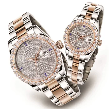 Garra-configuração de Relógio masculino Watch Mulheres Multa Total de Cristal de Relógio Pulseira de Aço Inoxidável Amantes do Luxo' de Presente a Coroa Real
