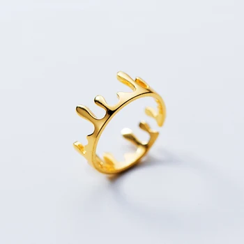 MloveAcc Novo 100% 925 Anéis de Prata Esterlina Magia Coroa de Ouro Gotas S925 Anel de Presente para Mulheres Meninas Senhora
