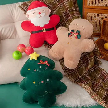 Presente de natal gingerbread man árvore de Natal brinquedos de pelúcia boneca travesseiro de férias ornamentos