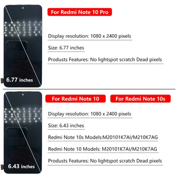 100% Testado Original de LCD Display OLED Tela Digitalizador Assembly Toca a Tela de Substituição Para Redmi Nota 10 Pro 10S Sem Moldura