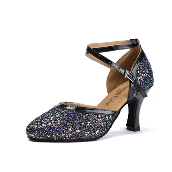 2022 Nova Prática Mulheres de Salão Sapatos de 7cm de Glitter Mulheres Perto de Dedo do pé latina, Salsa, Tango, Dança Sapatos Meninas latino-Festa de Sapatos de Dança