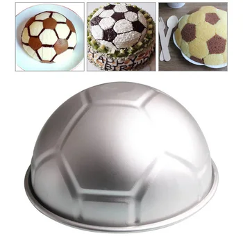 Futebol Meia Bola Redonda em Forma de Bolo de Moldes de Liga de Alumínio de 8 polegadas 3D Para a Mousse de Chocolate do Molde de Aniversário Decoração Assadeira de Futebol