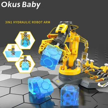 Hidráulica Robô de Braço Mecânico Diy 3In1 Montado Explorar Crianças Experimento de Ciência de Engenharia de Brinquedos Educativos Definidos para Crianças