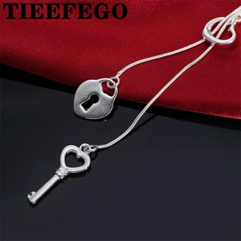 TIEEFEGO 925 prata esterlina de Tai Chi Travar chave de bloqueio de Cobra cadeia colar de cadeia de moda feminina de jóias de casamento presente