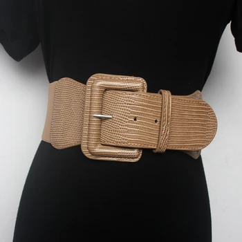 Mulheres Ampla Cintura Tampa de selagem Decoração Cinto de Elástico na Moda E Todo o Cáqui de Inverno Preto Larga faixa de 7,5 a 7,8 cm