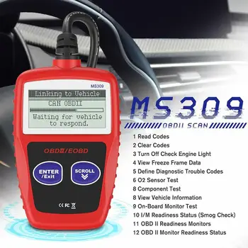 Ms309 Scanner OBD2 Carro de Verificação do Motor Leitor de Código de Falha de Digitalização Instrumento OBDII Automática de Ferramenta de Diagnóstico
