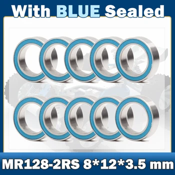 MR128RS de Rolamento ( 10 PCS ) 8*12*3.5 mm ABEC-7 Miniatura MR128-2RS Rolamentos de Esferas RS MR128 2RS Com Azul Selado L-1280DD