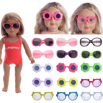 15 Cores Boneca Óculos de sol Cor Sólida de Natação Óculos de sol Para 18 Polegadas American Doll & 43 Cm Nasce Boneca Para a Geração de Brinquedo de Menina