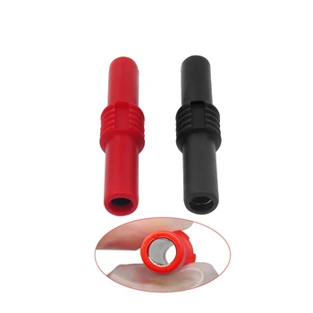 2pcs Isolada de 4 mm 4 mm de Banana Plug Fêmea Conector Acoplador Fêmea Adaptador de Extensão Isolado Preto Vermelho