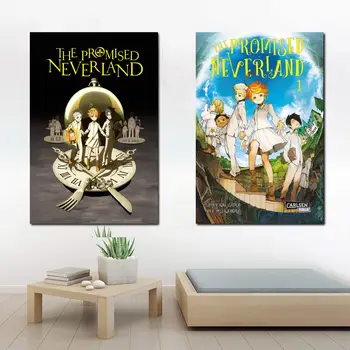 Mangá clássico Cartaz Norman Lona Prometida Neverland HD Imagens Impressas Emma Decoração de Parede, obras de Arte Presentes de Aniversário