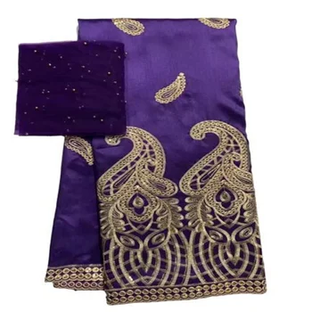 mais recente africano george cetim tecido do laço 2022 Púrpura bordado de alta qualidade blusa indiana nigeriano slik laços tecidos de 5 metros
