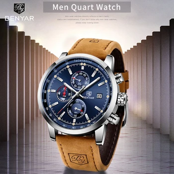 BENYAR 2022 Novo quartzo homens relógios Multifunções esporte relógio de Pulso mens top de marcas de relógios de luxo homens militar assista Reloj homens