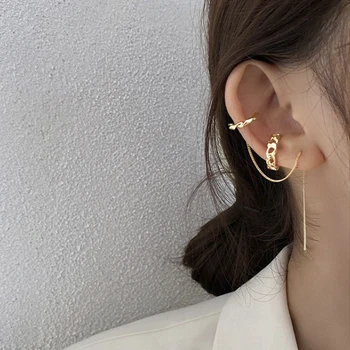 Nova Moda De Metal Brilhando C Forma Longa Borla Ear Cuff Sem Piercing, Brincos Femininos De Design Simples Ear Clip Jóia Do Partido 2022 Novo
