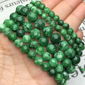 6 8 10 mm Verde Natural Jades de Pedra Solta Rodada Espaçador de Contas para o Bordado Fazer a Jóia de DIY Pulseiras Acessórios De 15