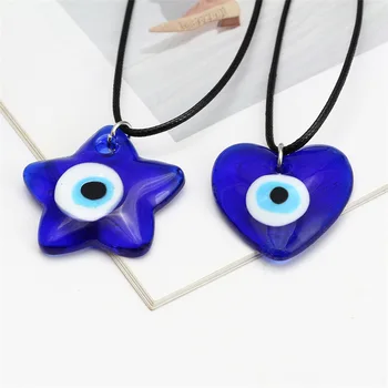 Do Coração do Vintage Estrelas turco Olho Mau Pingente Gargantilha para as Mulheres Sorte Azul Maus Olhos Clavícula Colar de Cadeia Jóia do Partido
