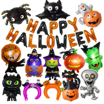 DIY Feliz Festa de Halloween Decoração Coruja Assistente de Abóbora Aranha Chefe Monstro Fantasma da Árvore de Cabeça Folha de Balão de Decoração de Festa de Bola