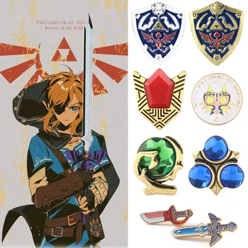 Anime Zeldas Broche de Jóias Hylian Shield Sopro Do Selvagem Sheikah Olho Majora a Máscara e A Espada Do Céu Pin de Lapela Acessórios