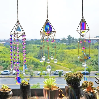 H&D 5 Estilos de Janela Suncatchers com Bola de Cristal Prismas arco-íris Maker Lustre Pingente Jardim de Suspensão luz Solar Coletor de Decoração
